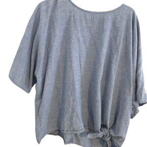 Time & Tru Womens Denim Blue Tie-Front Top L